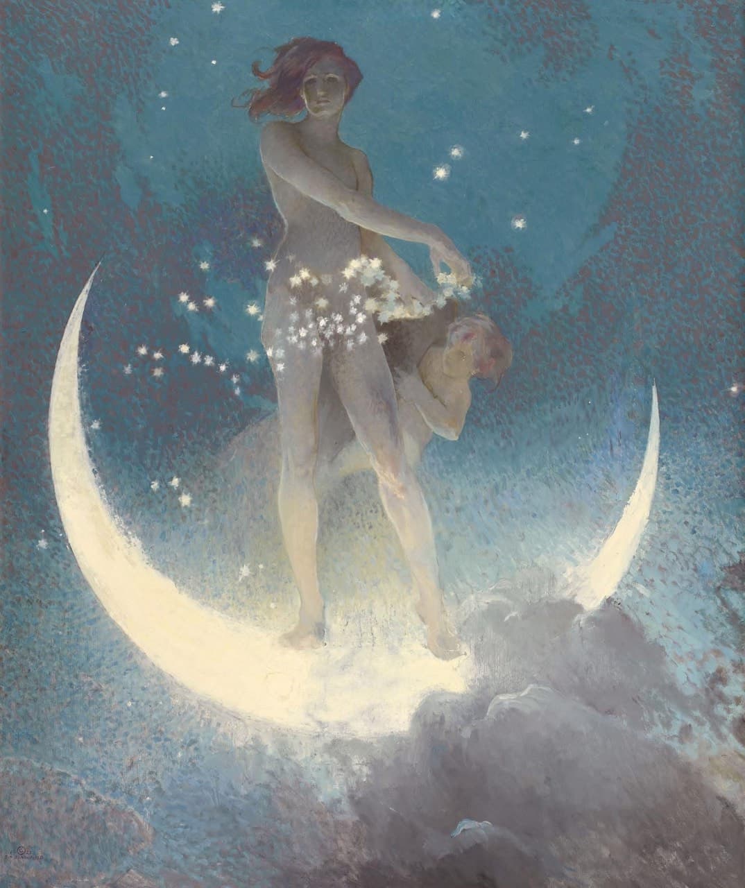 "Springt Scattering Stars" by Edwin Blashfield. 1927. Oil on canvas. 130 cm × 110 cm. (Private collection)